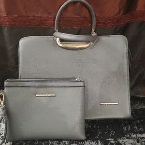 Dasein Gray Structured Satchel with Gold Accents. Comes with Wrislet. NWT.